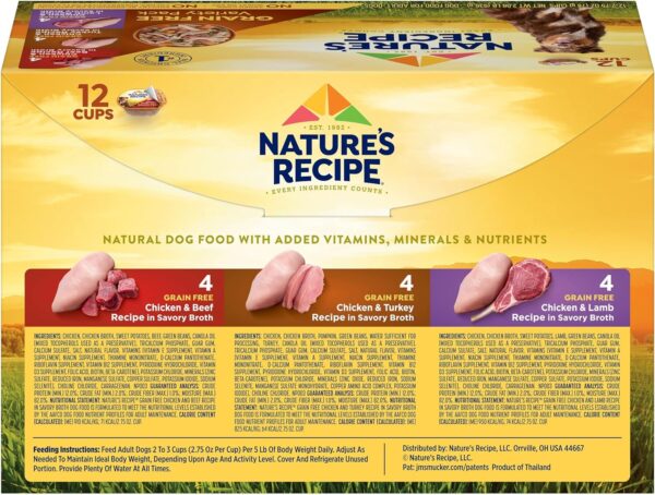 Nature’s Recipe Grain Free Wet Dog Food, Chicken, Beef, Turkey & Lamb Variety Pack, 2.75 Ounce Cup (Pack of 24) - Image 4