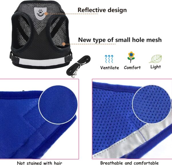 Step in Dog Harness and Leash Set,Reflective Adjustable Soft Mesh Breathable Pet Vest Dog Harnesses Set, No Chock No Pull Padded Puppy Harnesses for Small Dogs and Cats (Black, Large) - Image 5