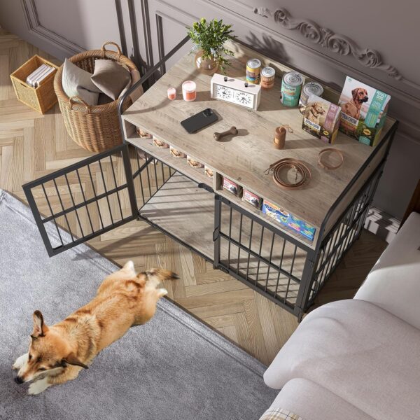 Large Dog Crate Furniture, Dog Kennel Indoor, Wood Dog Cage Table with Drawers Storage, Heavy Duty Dog Crate, Jaula para Perros, Sturdy Metal, 40.5" L×23.6" W×35.4" H - Image 6