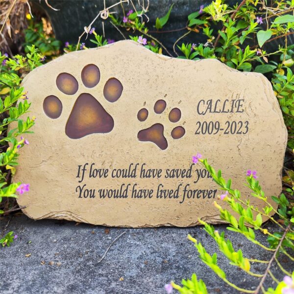 Pet Memorial Stones,Sympathy Pet Memorial Stones Garden Stones for Dogs or Cats Engaved with Pet's Name, Dates and Sentence, Personalized Pet Memorial Gifts Dog Loss Gifts - Image 2