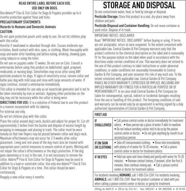 Adams Flea & Tick Collar for Dogs & Puppies | 2 Pack | 12 Month Protection | Adjustable One Size | Kills Fleas, Ticks & Repels Mosquitoes | Excluding California - Image 10