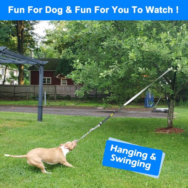 LOOBANI Outdoor Bungee Tug Toy，Dog Toy Hanging from Tree for Small to Large Dogs, Interactive Exercise Play Cord & Tether with Chew Rope Toy (Black) - Image 4