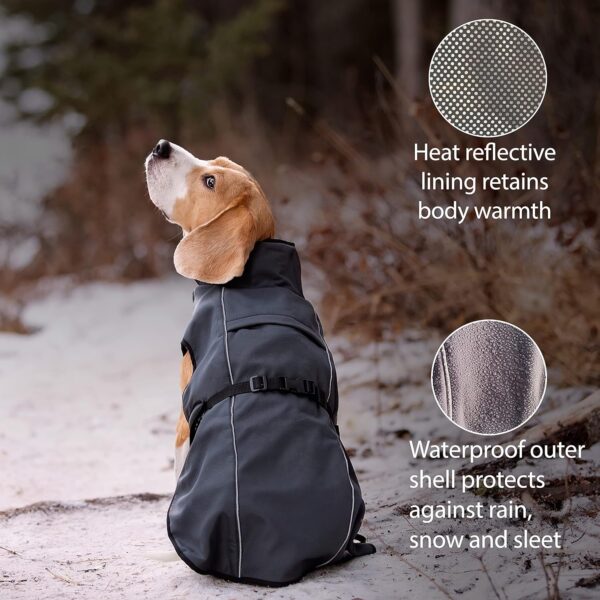 Dog Winter Coat - Waterproof Heat-Retaining Insulated Vest - Easy On/Off and Lightweight - for All Weather Conditions - Suits Very Small to Very Large Dog Breeds (S) - Image 2