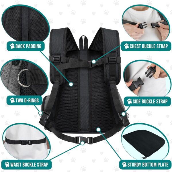 PetAmi Dog Front Carrier Backpack, Extra Ventilated Adjustable Pet Cat Chest Carrier Backpack, Small Dog Carrier for Hiking Camping Travel, Medium Dog Puppy Large Cat Carrying Bag, Max 14 lbs, Grey - Image 5