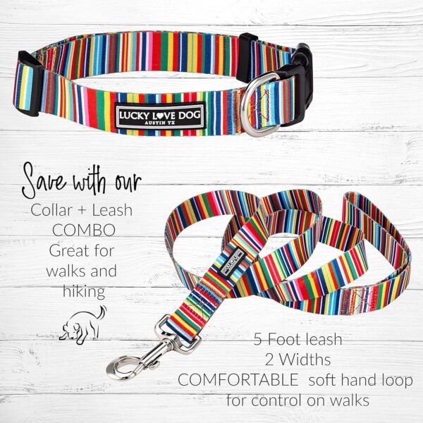 Lucky Love Dog Collars, Rainbow Stripes Pattern Dog Collar for Medium Dogs, Comfortable & Soft Cute Girl or Boy Dog Collar, Hippie, Medium - Image 6