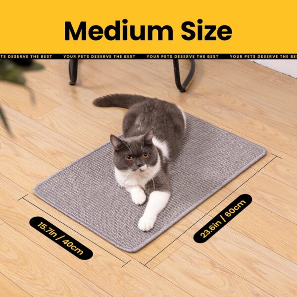 Cat Scratcher Mat,Natural Sisal Cat Scratch Pad with Sticky Velcro Tapes,Horizontal Floor Cat Scratching Pads Rug for Indoor Cats,Cat Furniture Protector for Couch&Carpets&Sofas(M,23.6"X15.7") - Image 8