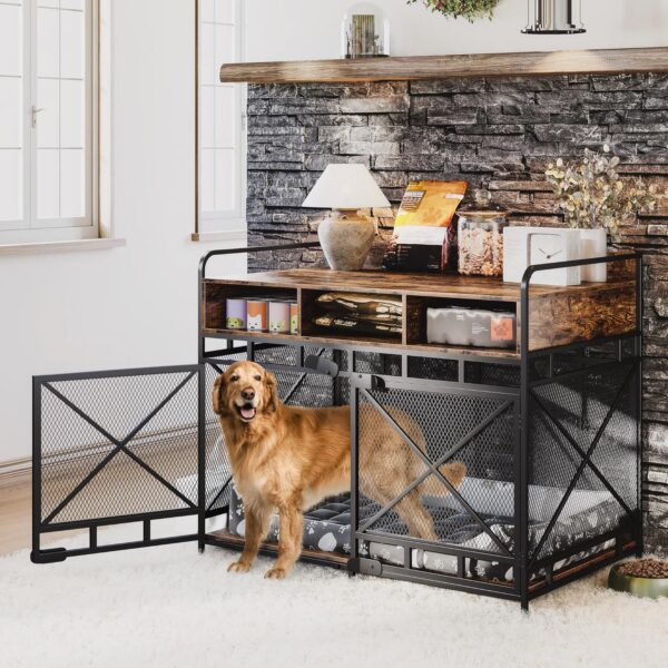 Dog Crate Furniture,Wooden Dog Crate End Table,43 Inch Dog Kennel with Drawers,Heavy Duty Dog Crate,Decorative Pet Crate Dog Cage for Indoor 43.3" L x 27.6" W x 35.7" H (Rustic Brown) - Image 5