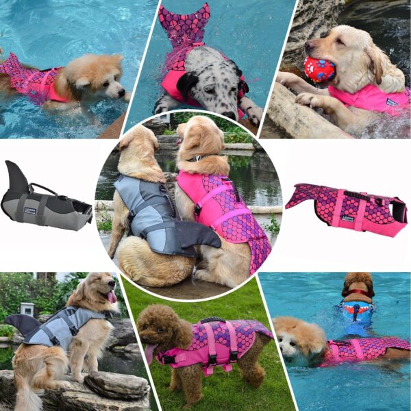 Queenmore Dog Life Jacket Ripstop Shark Dog Safety Vest Adjustable Preserver with High Buoyancy and Durable Rescue Handle for Small,Medium,Large Dogs, Grey Shark Small - Image 9