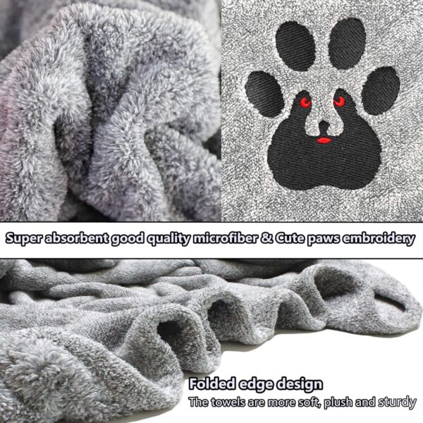 Extra Large Dog Towels for Drying Dogs Super Absorbent Soft Microfiber Pet Bath Grooming Towel for Dogs and Cats & Other Pets (XL-55" * 36", Grey) - Image 8