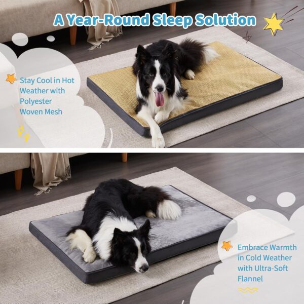 Made4Pets Dog Beds for Large Dogs, Egg Crate Memory Foam Pet Dog Cat Bed Mat with Waterproof Removable Plush Cover, Breathable Small Medium Dog Crate Bed Washable, for All Season, 34 x 25 Grey - Image 4