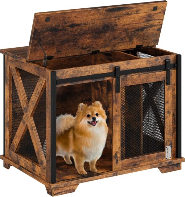 IDEALHOUSE 37'' Dog Crate Furniture Side End Table with Flip Top and Movable Divider, Wooden Dog Crate Table Large, Style Dog Kennel Side End Table - Image 7