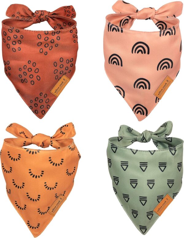 Willow Creek Pet Apparel Bandana Scarf for Dogs & Puppies | Boho 4 Pack | Dual Layered Durable Fabric | Cute & Modern | All Breeds | Boy & Girl | Adjustable Small, Large, & X-Large (X-Large)