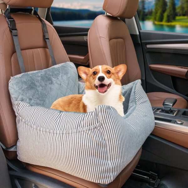 Dog Car Seat for Small Dogs, Removable and Washable Safety Dog Booster Car seat,Anti Slip and Sturdy Dog Car Seats, Portable Dog Car Travel Carrier Bed for Under 30 lbs, Grey