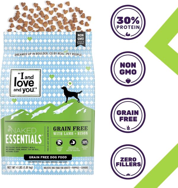 I and love and you Naked Essentials Dry Dog Food - Lamb + Bison - High Protein, Real Meat, No Fillers, Prebiotics + Probiotics, 11lb Bag - Image 3