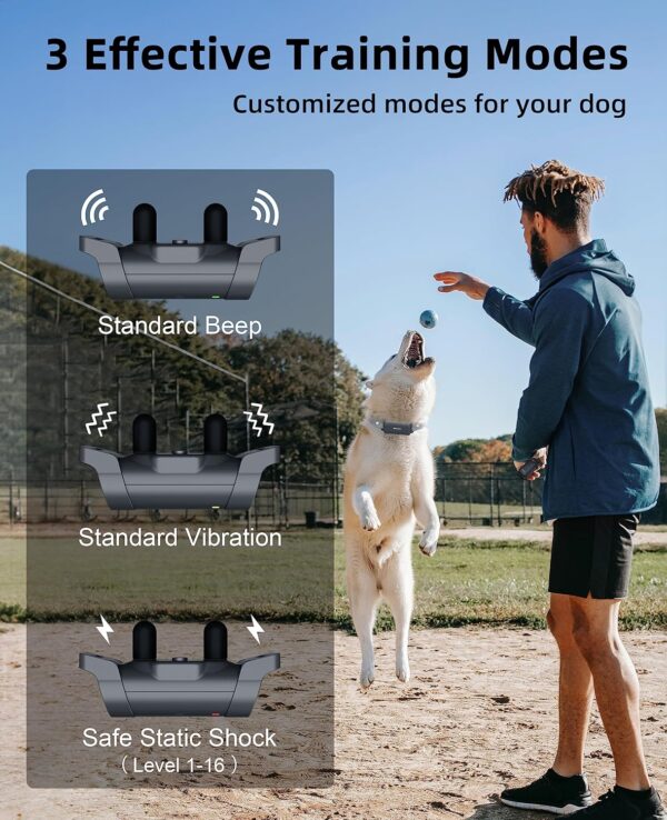 Bousnic Dog Shock Collar with Remote - [New Edition] 4000FT Dog Training Collar for Large Medium Small Dogs (8-120lbs) Waterproof Rechargeable E Collar with Beep, Vibration, Safe Shock (Grey) - Image 2