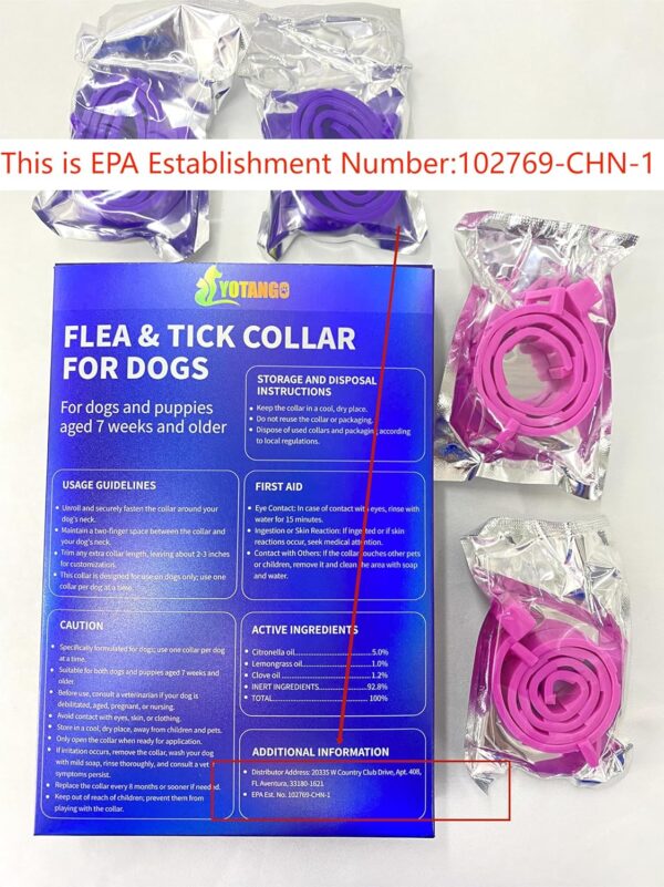 4 Pack Flea Collar for Dogs, 8 Months Flea and Tick Prevention for Dogs, Waterproof Dog Flea Collar, Natural Dog Flea and Tick Treatment, Adjustable Flea and Tick Collar for Dogs Puppy(Pink&Purple)