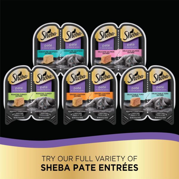 SHEBA PERFECT PORTIONS Paté Adult Wet Cat Food Trays (24 Count, 48 Servings), Savory Chicken and Roasted Turkey Entrée, Easy Peel Twin-Pack Trays - Image 9