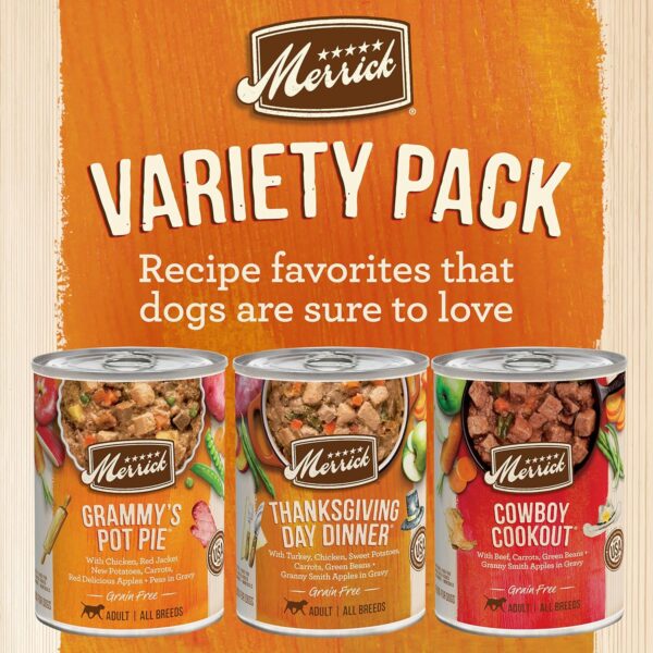 Merrick Grain Free Wet Dog Food Variety Pack, Grain Free Favorites Canned Dog Food - (12) 12.7 oz. Cans - Image 2