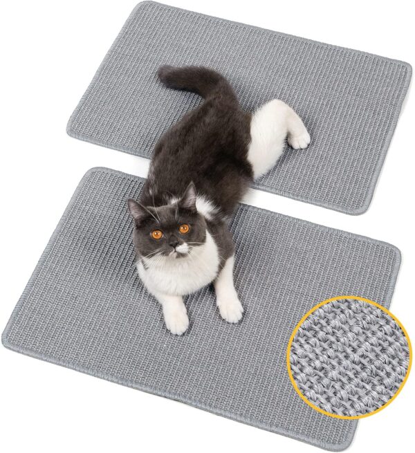 Cat Scratcher Mat,Natural Sisal Cat Scratch Pad with Sticky Velcro Tapes,Horizontal Floor Cat Scratching Pads Rug for Indoor Cats,Cat Furniture Protector for Couch&Carpets&Sofas(M,23.6"X15.7")