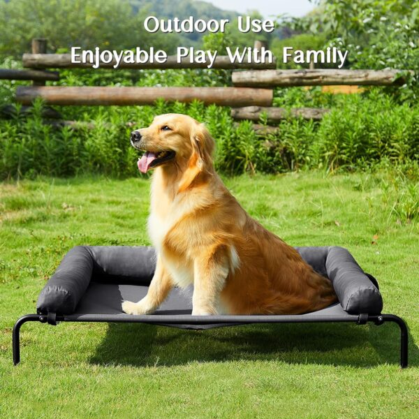 WESTERN HOME WH Elevated Dog Bed Cot, Raised Outdoor Dog Bed with Bolster for Large Dogs, Slightly Chew Proof Portable Cooling Pet Cot with Breathable Mesh, Skid-Resistant Feet, Grey, 43 inches - Image 6