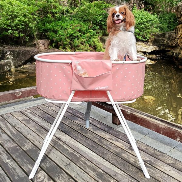 Insider Dog Bath Tub and Wash Station for Bathing Shower and Grooming, Elevated Foldable and Portable, Indoor and Outdoor, for Small and Medium Size Dogs, Cats and Other Pet (Pink) - Image 6