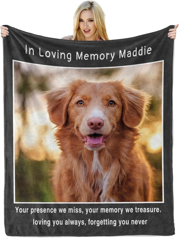 Custom Blankets with Photos, Dog Memorial Gifts for Loss of Dog, Personalized Dog Blanket with Pet Name, Bereavement Gifts for Loss of Pet, Pet Memorial Gifts for Cat