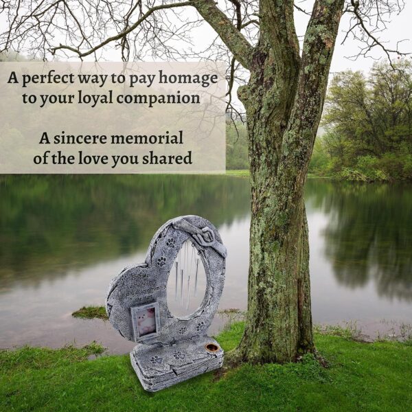 Pet Memorial Stone w/ Candle Holder, Waterproof Photo Frame & Wind Chimes, Dog Memorial Gifts for Loss of Dog, Dog Bereavement Gift - Positivity Sales - Image 5